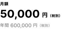 月額 50,000円（税別） 年間 600,000円（税別）