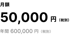 月額 50,000円（税別） 年間 600,000円（税別）