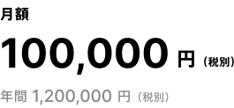 月額 100,000円（税別） 年間 1,200,000円（税別）